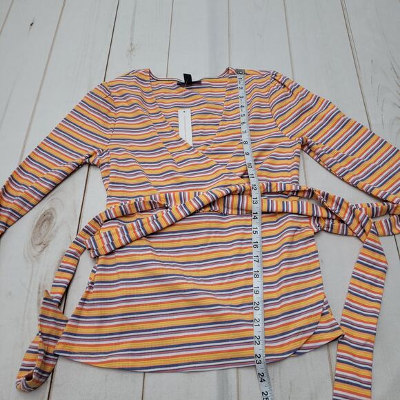 Modcloth NWT striped wrap rainbow long sleeve top betting on myself - Picture 3 of 7